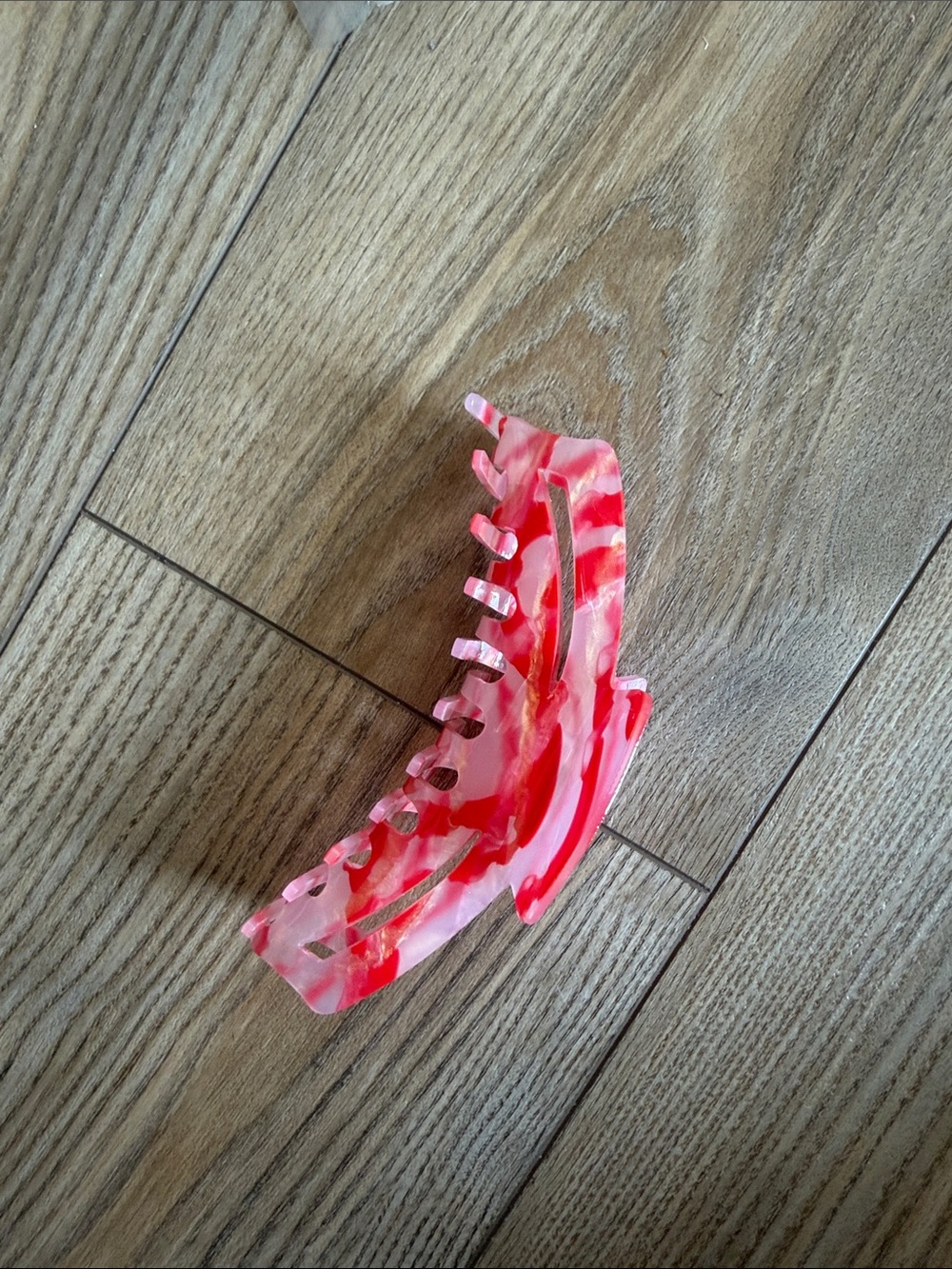 Pink & Red Marble Cellulose Hair Claw Clip
